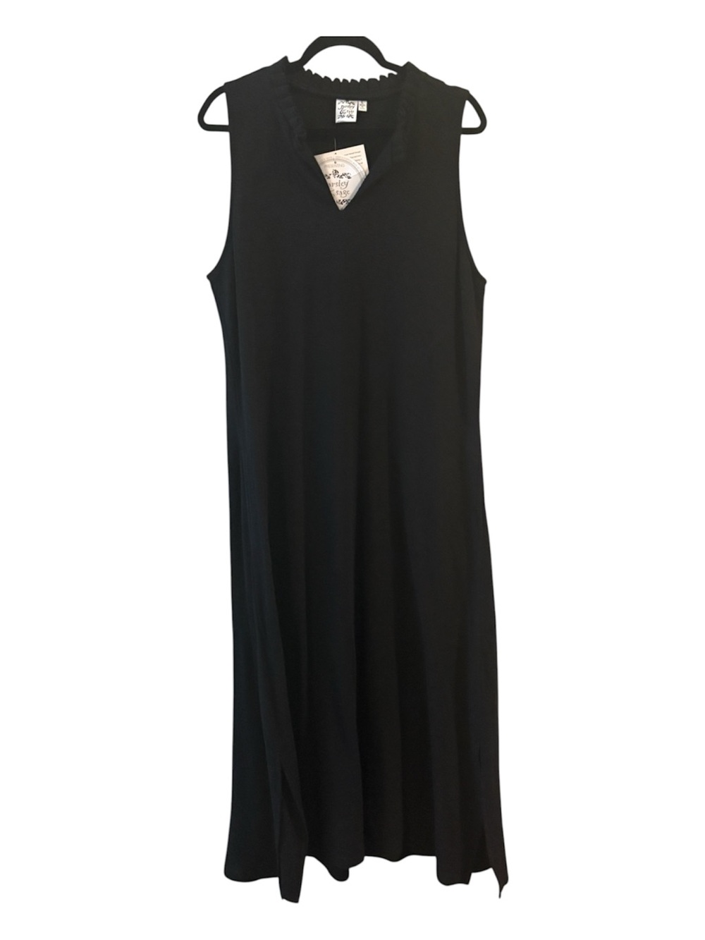 Parsley & Sage Black Maxi Dress Size Large Sleeveless Pockets Boho NWT - Picture 2 of 16